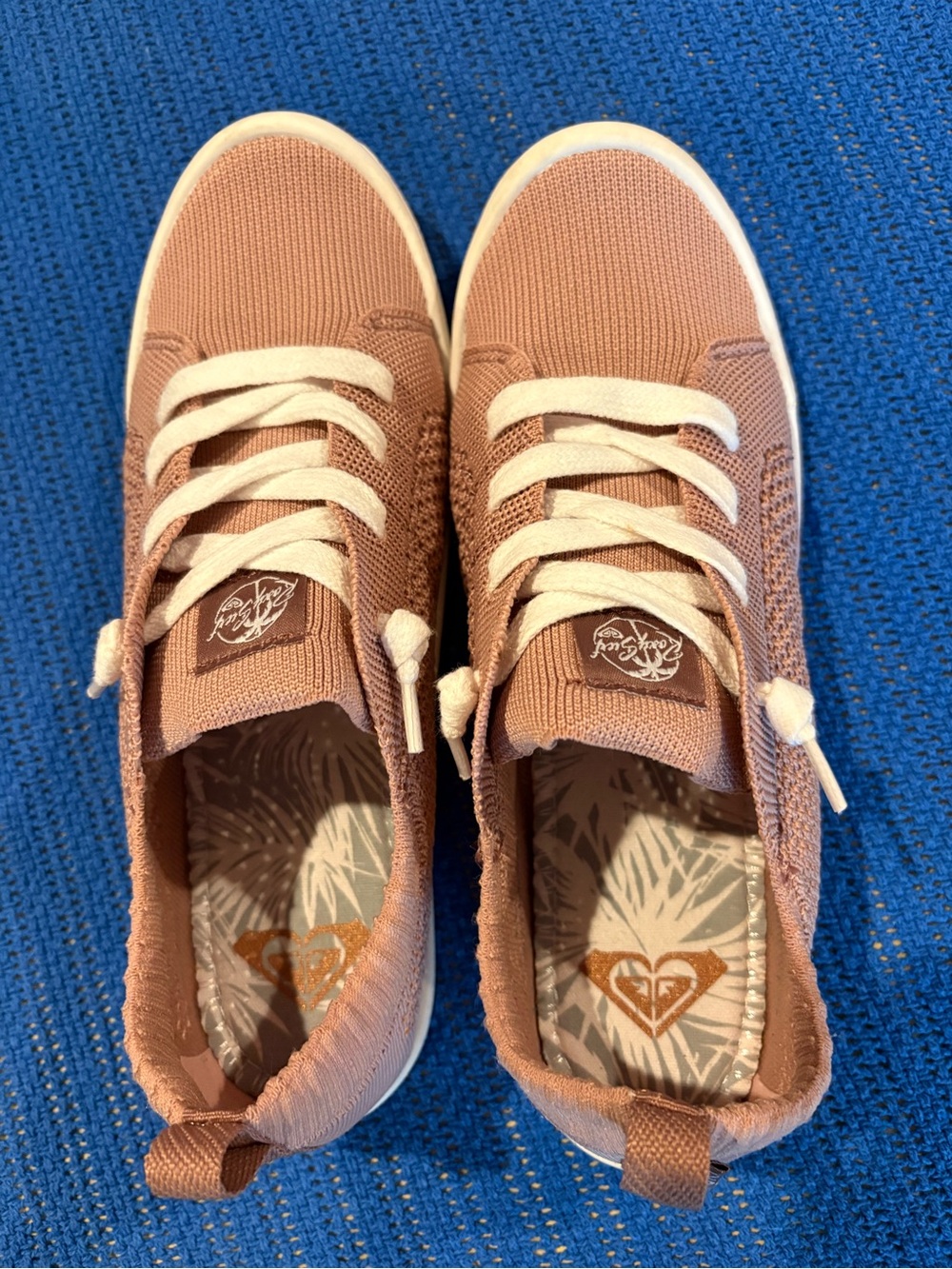 Roxy Blush Knit Slip-On Sneakers with White Laces